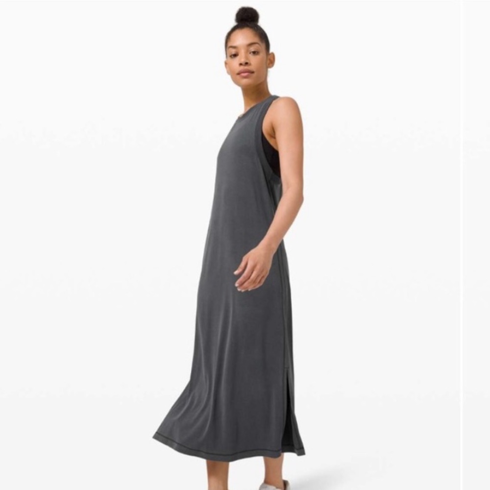 Lululemon Ease of It All dark gray side slit sleeveless maxi dress size 6